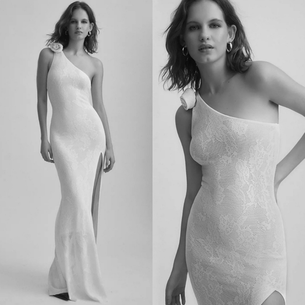 Ronny Kobo Owena One-Shoulder Side-Slit Gown - Picture 2 of 15